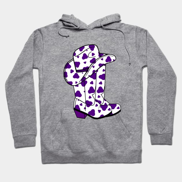 PURPLE Cow Spots Cowboy Hat And Boots Hoodie by SartorisArt1